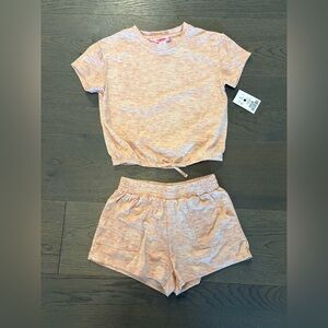 Girls peach 2 piece shorts set NWT sz 10/12 retail $46 w tx